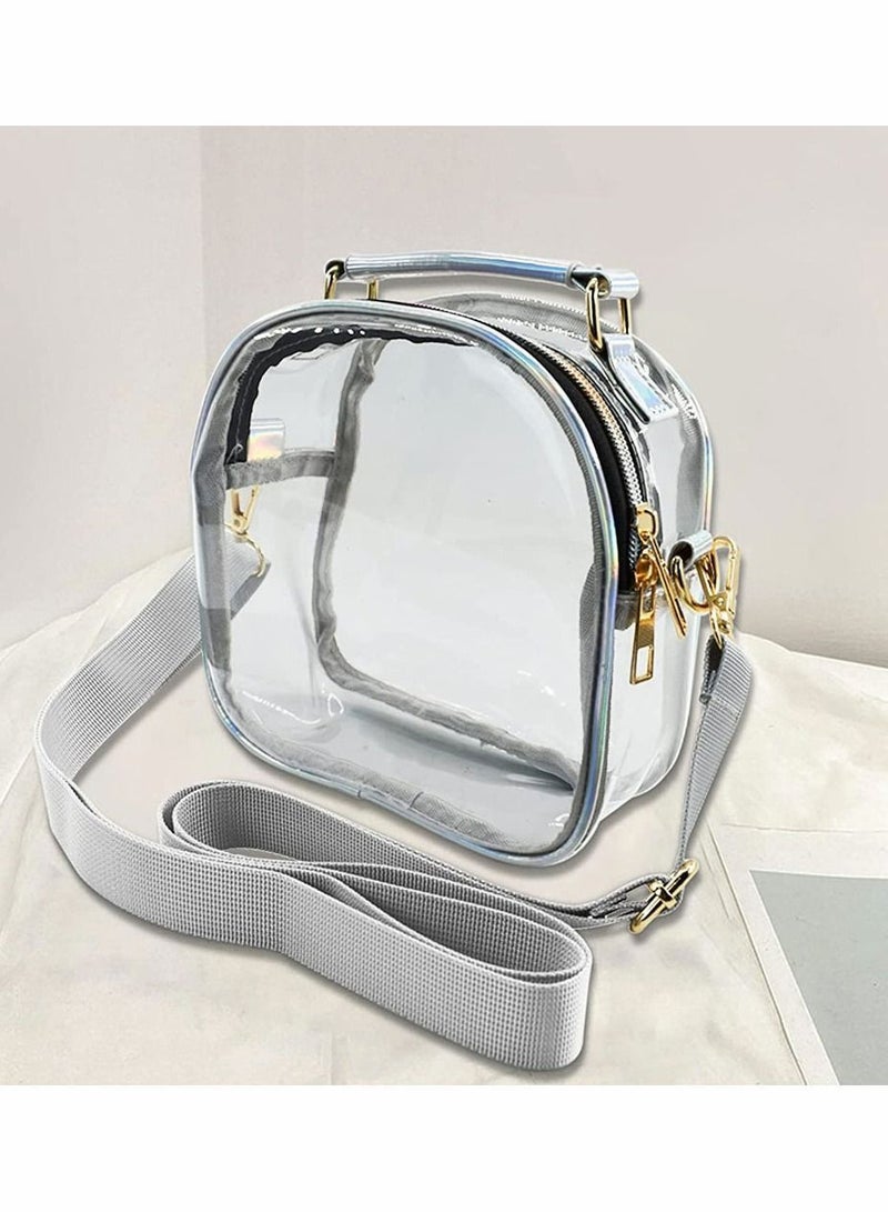 Y&D Clear Pencil Bag Transparent Crossbody Messenger Shoulder Make up Cosmetic Toiletries Pouch Exam Pen Case PVC Fashion Pocket Zipper Travel Luggage for Men Women - Image 2