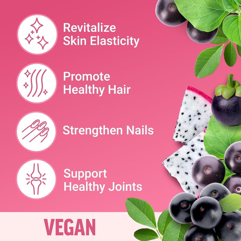Force Factor Collagen Boosting Superfoods Vegan Collagen Booster for Women with Biotin Hyaluronic Acid and Vitamin C for Hair Skin Nails  Joint Support Tropical Fruit 60 Soft Chews - Image 2