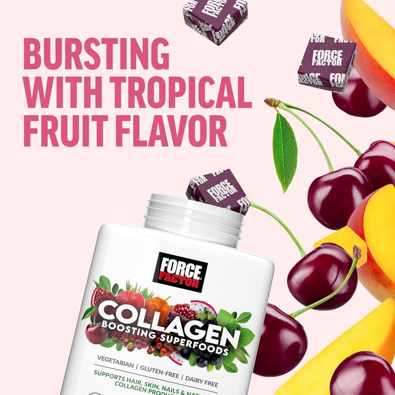 Force Factor Collagen Boosting Superfoods Vegan Collagen Booster for Women with Biotin Hyaluronic Acid and Vitamin C for Hair Skin Nails  Joint Support Tropical Fruit 60 Soft Chews - Image 4