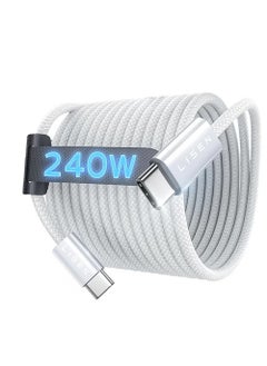 Lisen 240 Watts USB-C to USB-C Turbo Charging Cable with 2 Meter Length, 5000+ Flex Test, 48-Stand Braided, Lisen - White  - Image 1