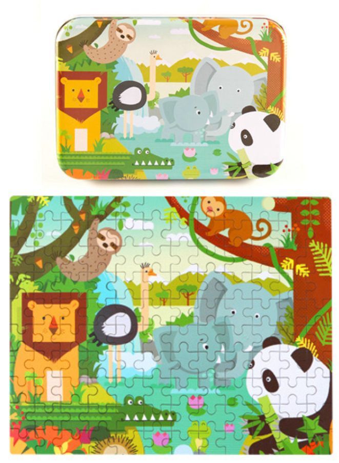 مجموعة أحجيات خشبية مكونة من 120 قطعة من الألغاز الكرتونية للحيوانات الخيالية للأطفال من مونتيسوري، لعبة تعليمية للأطفال، هدية الغابة 2 - Image 1