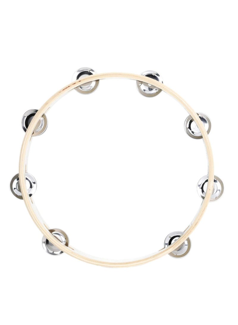 Mike Music Tambourine Ring for Kids 10 inch Hand Held Drum Bell Birch Metal Jingles Percussion Duff Hand Drum Gift Musical Educational Instrument for Adults KTV Party Games  - Image 2