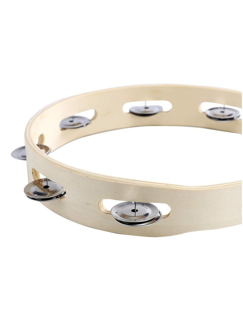 Mike Music Tambourine Ring for Kids 10 inch Hand Held Drum Bell Birch Metal Jingles Percussion Duff Hand Drum Gift Musical Educational Instrument for Adults KTV Party Games  - Image 4