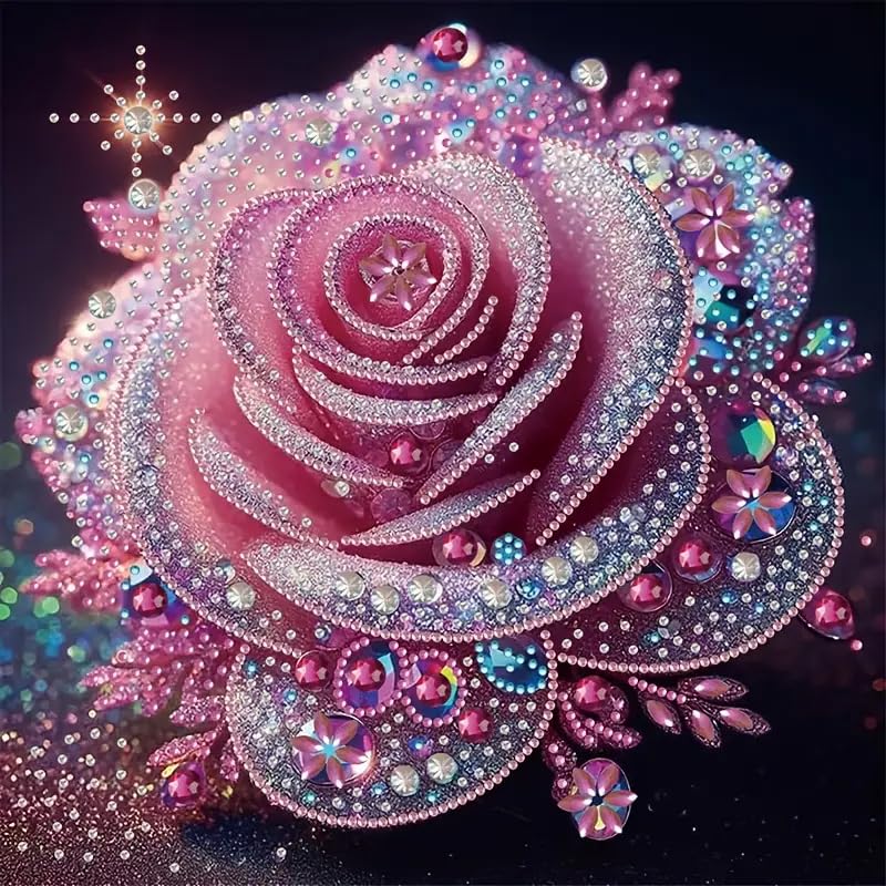 DYAIANGMU Rose Special Shape Diamond Painting Kits for BeginnerCrystal Rhinestones Diamond Dots Diamond Art Accessories DIY Diamond Art Kits for Adults for Beginner for Home Wall Decor 118 X 118inch - Image 1