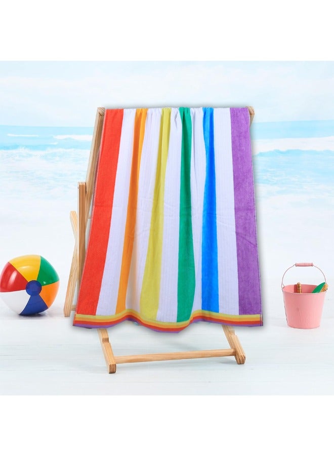 BYFT Jacquard Beach Towel Rainbow Cotton (86x162 cm) 390 Gsm-Set of 1 - Image 1