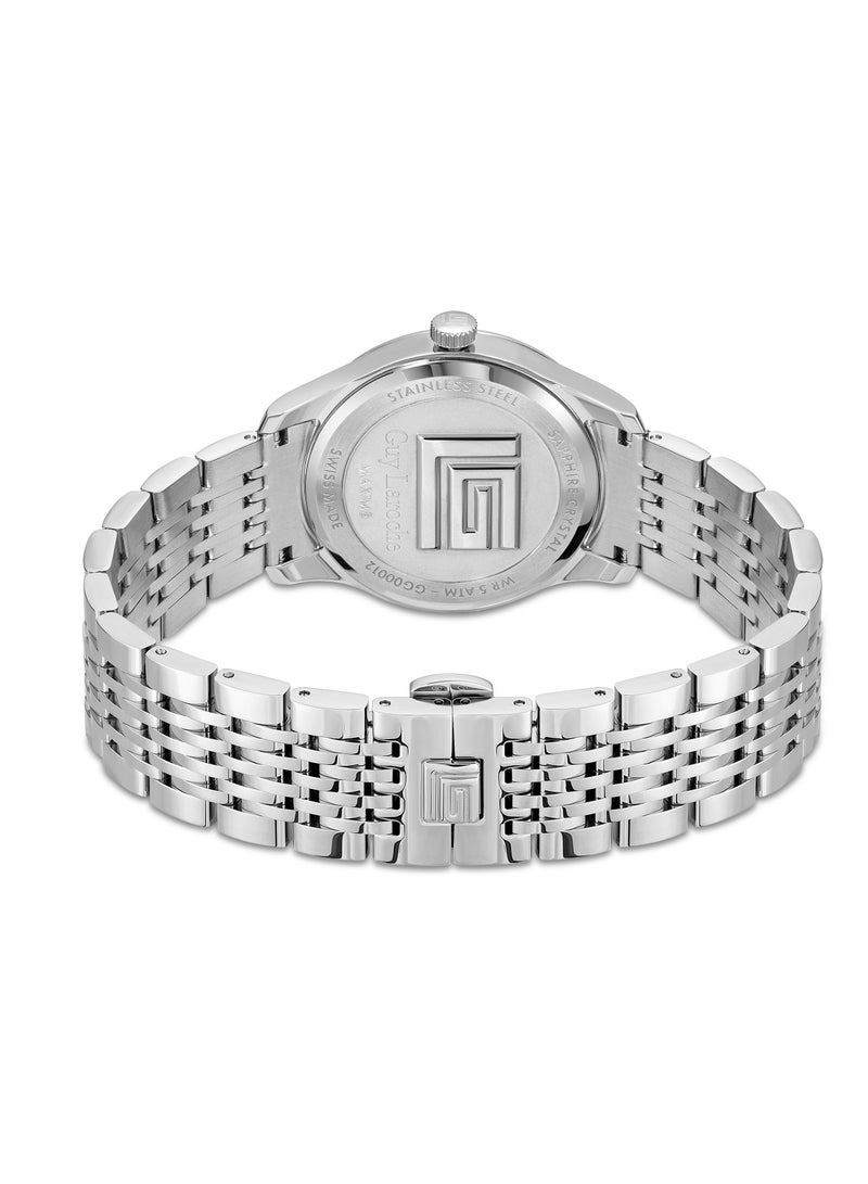 Guy Laroche Louise Watch for Men with Silver Stainless Steel Bracelet 40 mm 5 Atm  - Image 3