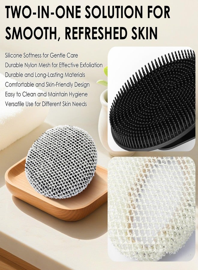 إنر نيد فرشاة تنظيف لطيفة للجسم من السيليكون الآمن غذائياً من إنر نيد مع إسفنجة شبكية للتقشير وحافظة ليفة استحمام، أكثر صحية ورغوة غنية (مجموعة سوداء) - Image 5
