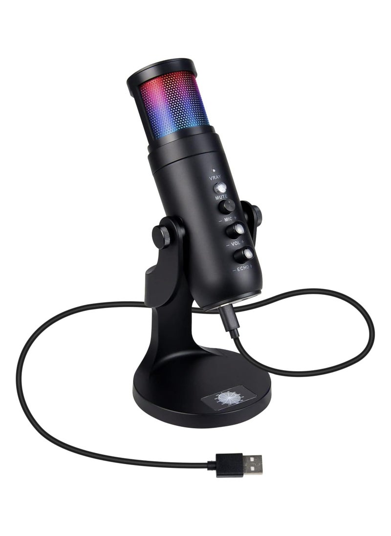 Generic - RGB USB Gaming/Podcasts Computer/Laptop Microphone, Condenser Desktop Singing PC Mic, Dynamic Heart-Shaped Directional Mics for Voice/PS4/PS5/Mac/YouTube/Twitch/Discord/Streaming/Live/Media/Recording - Image 1