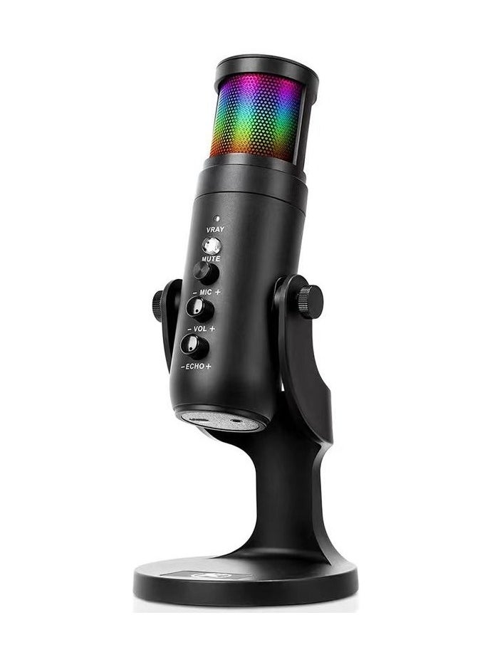 Generic - RGB USB Gaming/Podcasts Computer/Laptop Microphone, Condenser Desktop Singing PC Mic, Dynamic Heart-Shaped Directional Mics for Voice/PS4/PS5/Mac/YouTube/Twitch/Discord/Streaming/Live/Media/Recording - Image 1