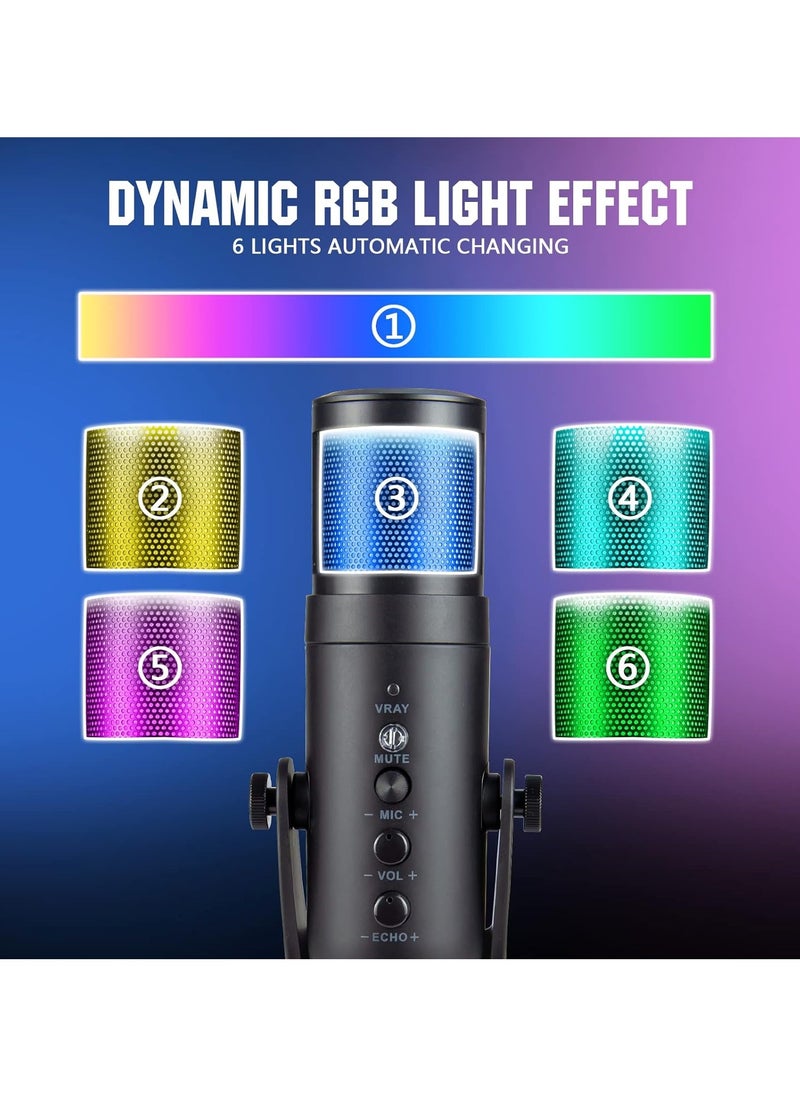 Generic - RGB USB Gaming/Podcasts Computer/Laptop Microphone, Condenser Desktop Singing PC Mic, Dynamic Heart-Shaped Directional Mics for Voice/PS4/PS5/Mac/YouTube/Twitch/Discord/Streaming/Live/Media/Recording - Image 1
