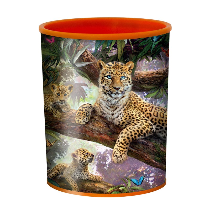 3D LiveLife Drinking Cup - Treetop Leopards from Deluxebase. Lenticular 3D Big Cat Plastic Tumbler, 10 fl oz BPA-Free Reusable Drinkware. Animal Themed Cup and Durable Party Favour Gift - Image 2