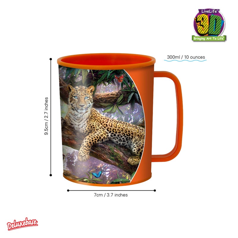 3D LiveLife Drinking Cup - Treetop Leopards from Deluxebase. Lenticular 3D Big Cat Plastic Tumbler, 10 fl oz BPA-Free Reusable Drinkware. Animal Themed Cup and Durable Party Favour Gift - Image 4