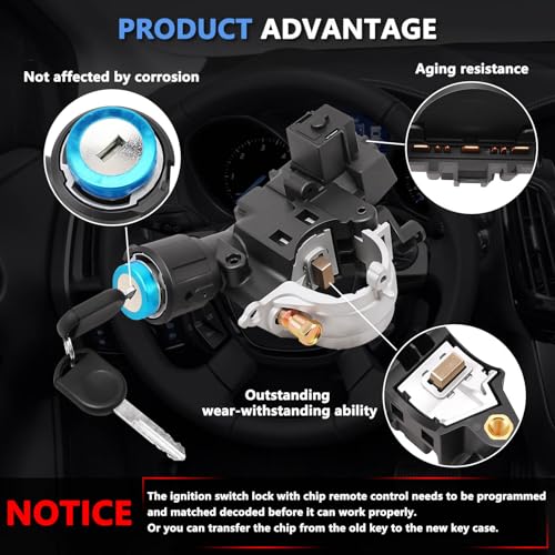 RAMATA 989-019 9L8Z3511A Ignition Switch Lock Cylinder with Key (chip: 46) Shear Bolt Compatible with 2008 2009 2010 2011 2012 Ford Escape, Mazda Tribute Mercury Mariner Ford Focus, Replace ZZDB66160 - Image 5