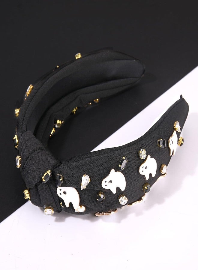 CEALXHENY Halloween Headbands & Accessories - Jeweled Ghost Candy Corn Knotted Headband, Bracelets, Earrings & Hair Accessories for Women - Halloween Outfits (Pattern B) - Image 5