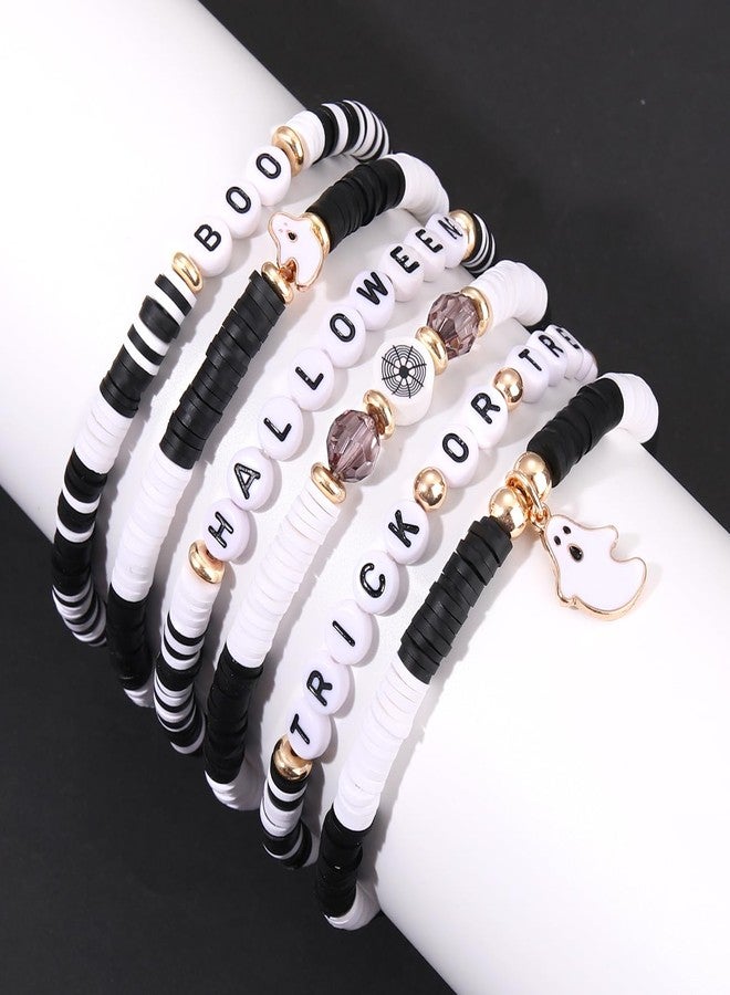 CEALXHENY Halloween Headbands & Accessories - Jeweled Ghost Candy Corn Knotted Headband, Bracelets, Earrings & Hair Accessories for Women - Halloween Outfits (Pattern B) - Image 3