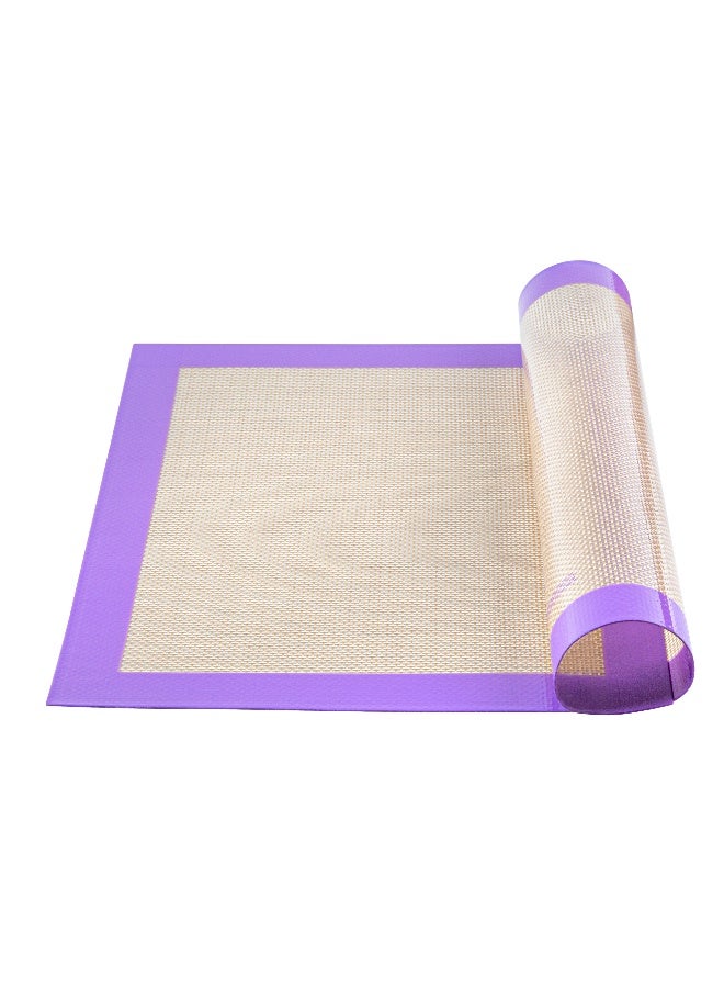Restaurantware Half Size Baking Mat, 1 Heat-Resistant Cooking Mat - Allergen-Safe, Reusable And Ultra-Durable, Tan And Purple Silicone Nonstick Mat, For Pans And Rolling, 11.8 x 15.75 Inch - Image 1