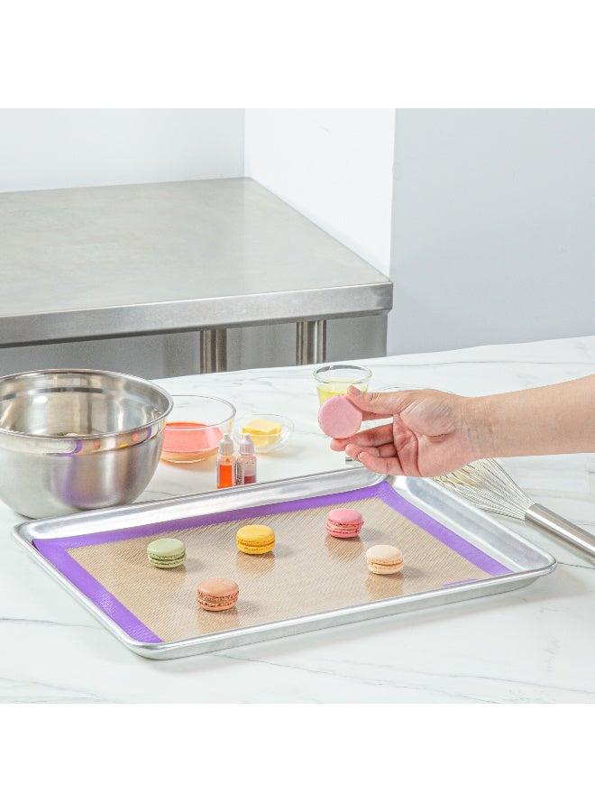 Restaurantware Half Size Baking Mat, 1 Heat-Resistant Cooking Mat - Allergen-Safe, Reusable And Ultra-Durable, Tan And Purple Silicone Nonstick Mat, For Pans And Rolling, 11.8 x 15.75 Inch - Image 5