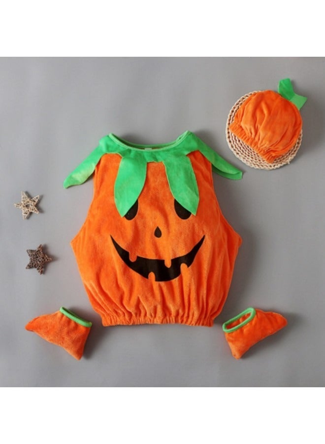 Toddler Baby Pumpkin Costume Set Kids Girl Boy Infant Pumpkin Cosplay Outfit Costumes with Pumpkins Hat