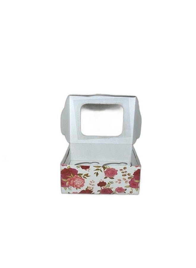 Baekence Cupcake boxes for 4 White mix flower Color, Pack of 20 pcs - Image 2