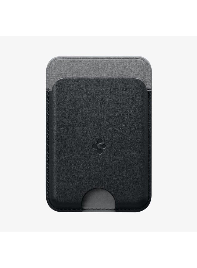 Spigen SPG Nano Pop [Built-in Magnet Non Slip Silicone pad] Leather Wallet Magnetic Card Holder Sleeve Designed for Magsafe Compatible with iPhone 17/16/15/14 series (Black Grey) - Image 2