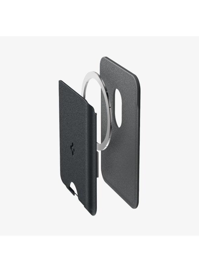 Spigen SPG Nano Pop [Built-in Magnet Non Slip Silicone pad] Leather Wallet Magnetic Card Holder Sleeve Designed for Magsafe Compatible with iPhone 17/16/15/14 series (Black Grey) - Image 4