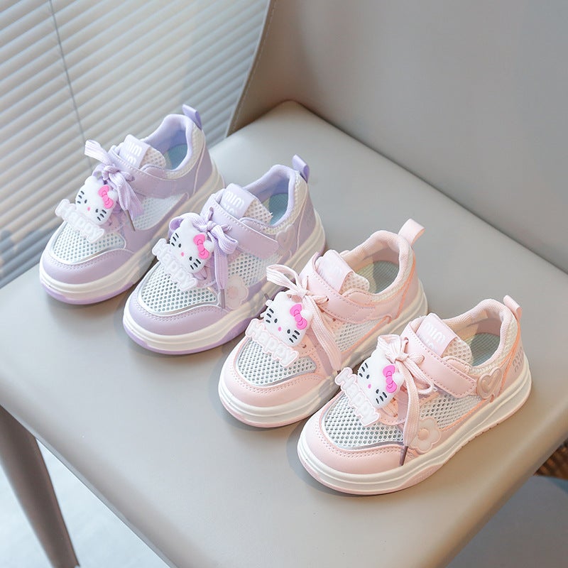 Girls' Shoes 2025 Spring New Children'S Sports White Shoes Big Kids Girls Fashion Single Mesh Board Shoes For Primary School Students - Image 3