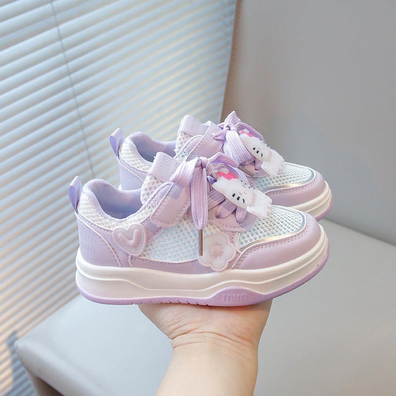 Girls' Shoes 2025 Spring New Children'S Sports White Shoes Big Kids Girls Fashion Single Mesh Board Shoes For Primary School Students - Image 5