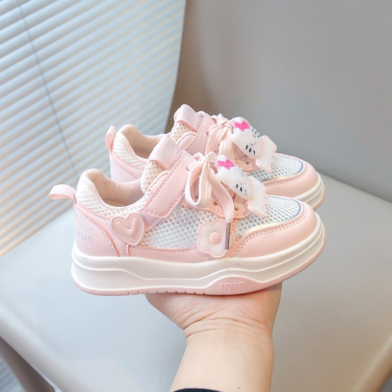 Girls' Shoes 2025 Spring New Children'S Sports White Shoes Big Kids Girls Fashion Single Mesh Board Shoes For Primary School Students - Image 4