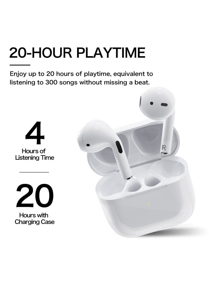 Jliyru - Bluetooth Earphones, In-Ear True Wireless Earbuds, Hifi Stereo, Dual Mic, For Android and iOS - White - Image 1