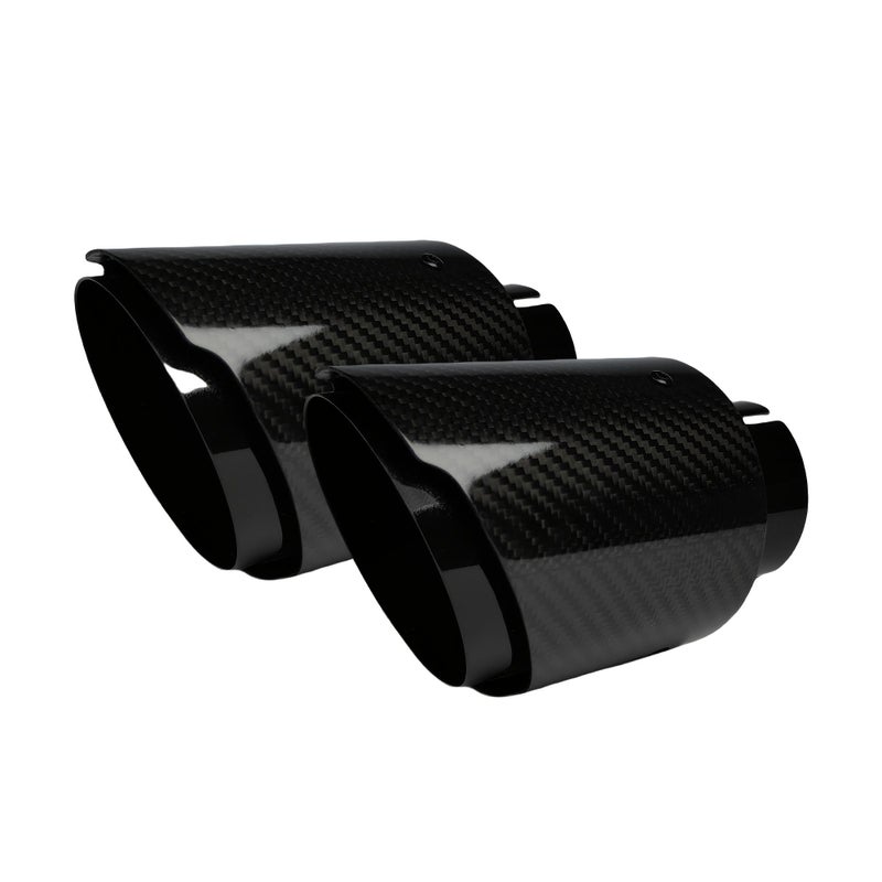 Black Polished Carbon Fiber Car Exhaust Tailpipe Decorative Tip 76.2mm-114mm - Image 5