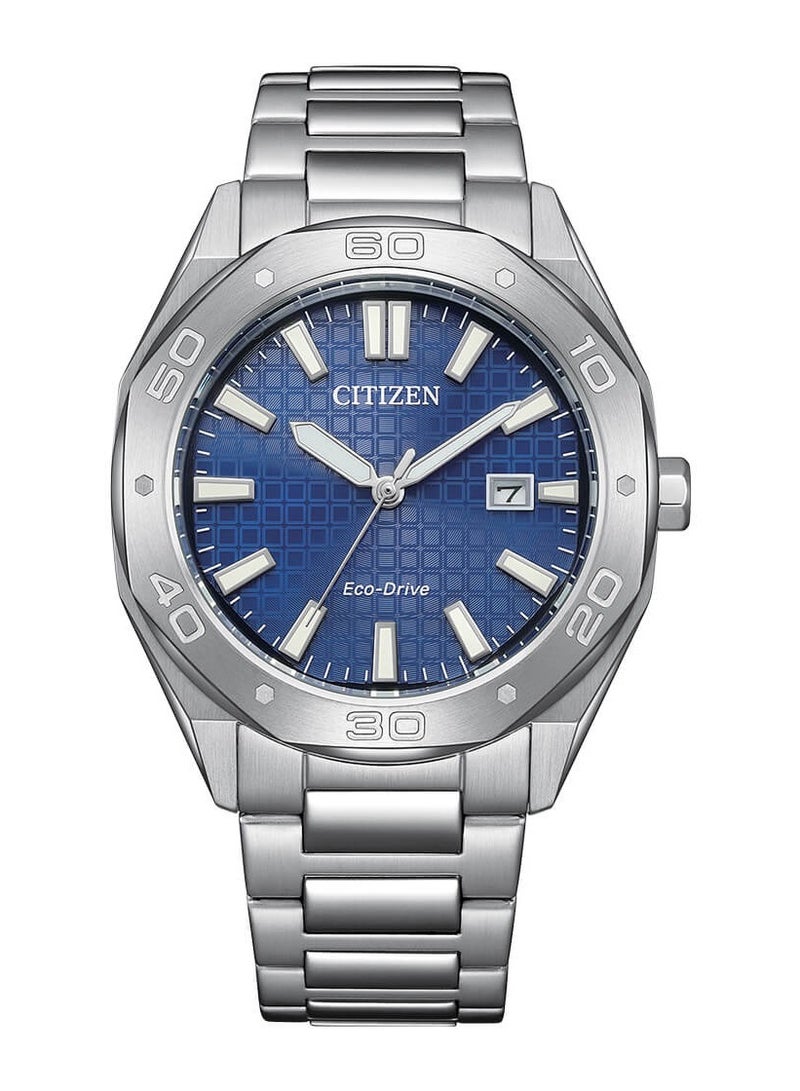 CITIZEN ساعة يد للرجال من الفولاذ المقاوم للصدأ بقرص أزرق Eco-Drive BM7630-80L - Image 1