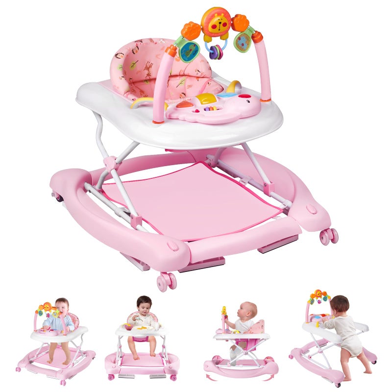 RefoereBabe Baby Walker, 5 in 1 Baby Walkers for Boys Girls 6-12 Months, Foldable Walkers for Babies with Bouncer & Feeding Tray, Music, Adjustable Heights, Activity Walker for Infant - Image 1
