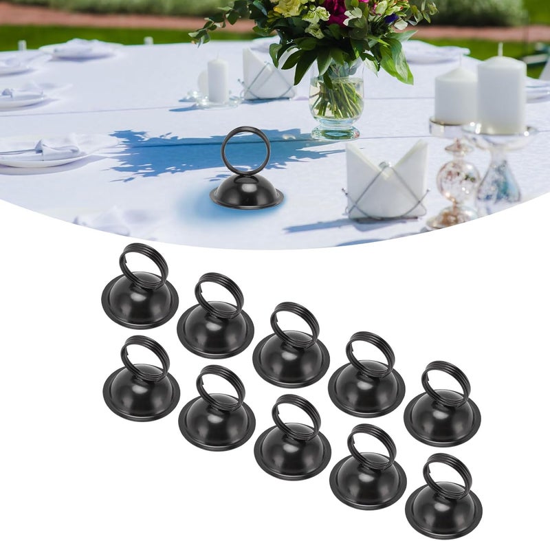 10Pcs Stainless Steel Table Number Holders, Wedding Place Card Holders, Elegant Wire Picture Holders for Menus Photos Cards, Durable Metal Clip Stands for Party Reception Banquet D (Black) - Image 3