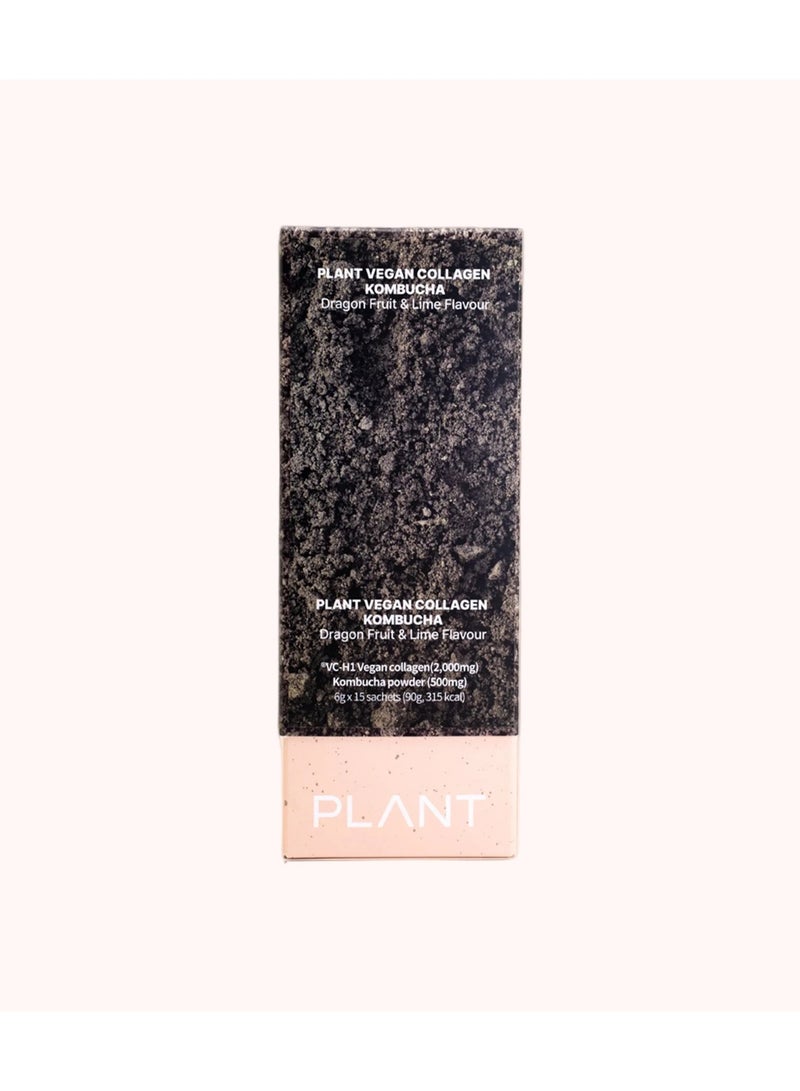 PLANT Kombucha Collagen Dragon Fruit & Lime Flavor- 15 Powder Sachets - Image 1