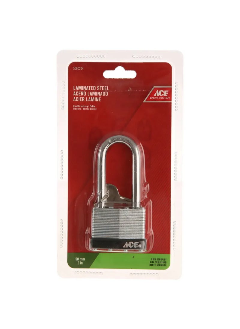 ACE Ace Long Shackle Laminated Steel Padlock 50mm 