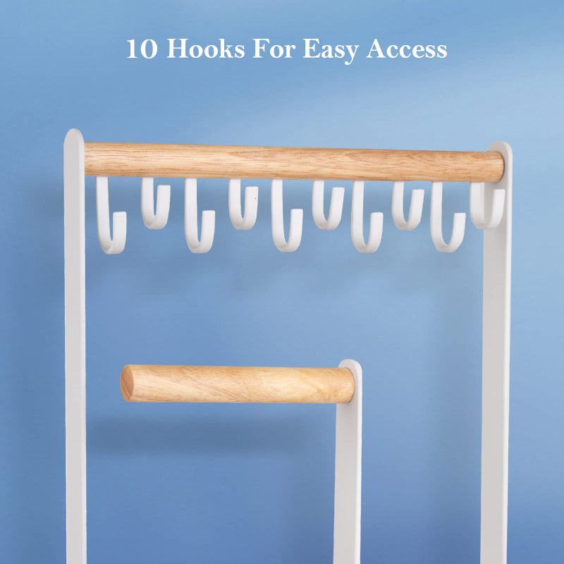 ProCase Jewelry Stand Holder Organizer, 4-Tier Necklace Holder with Ring Tray, 10 Hooks Necklaces Hanging Small Jewelry Display Storage Tower Tree for Bracelets Earrings Watches -Medium, White - Image 4