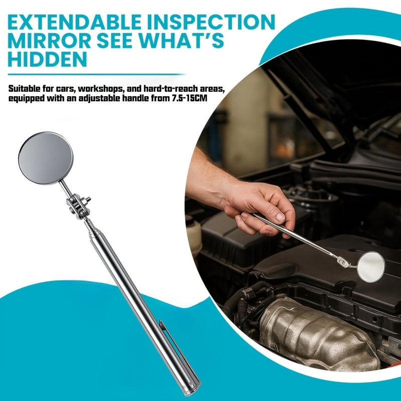 1 Pc Undercarriage Inspection Mirror 360 Degree Rotating Flexible Mechanics Telescope Folding Mirror For Car Underbody Checking Works In Confined Spaces - Image 2