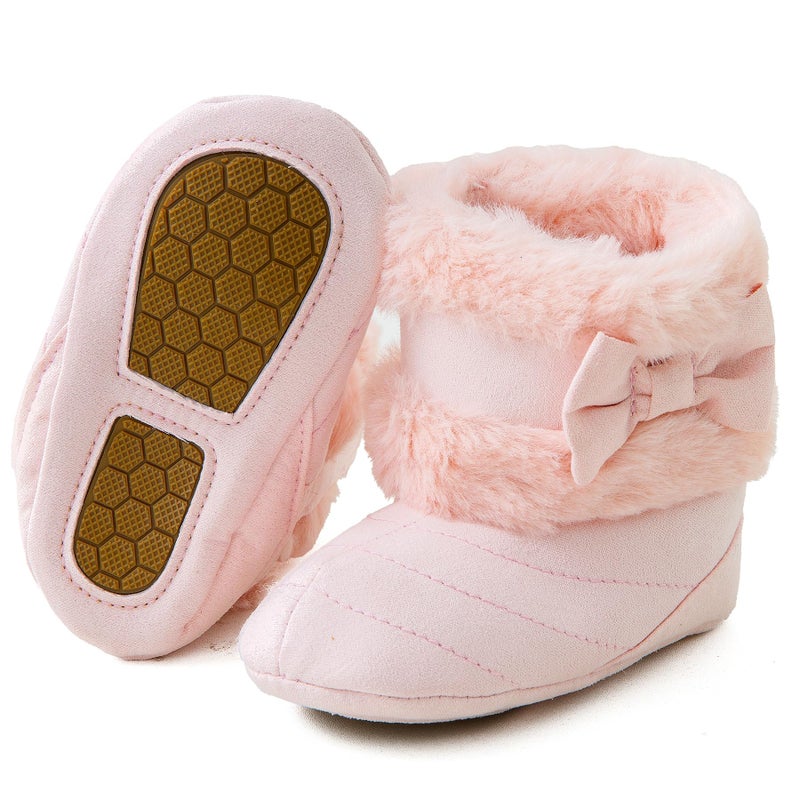 Jastore Infant Baby Boys Girls Boots Slippers Winter Warm Snow Boots Baby Girl Newborn Toddlers (Light Pink, US Footwear Size System, Infant, Age Range, Medium, 6 Months, 12 Months) - Image 1