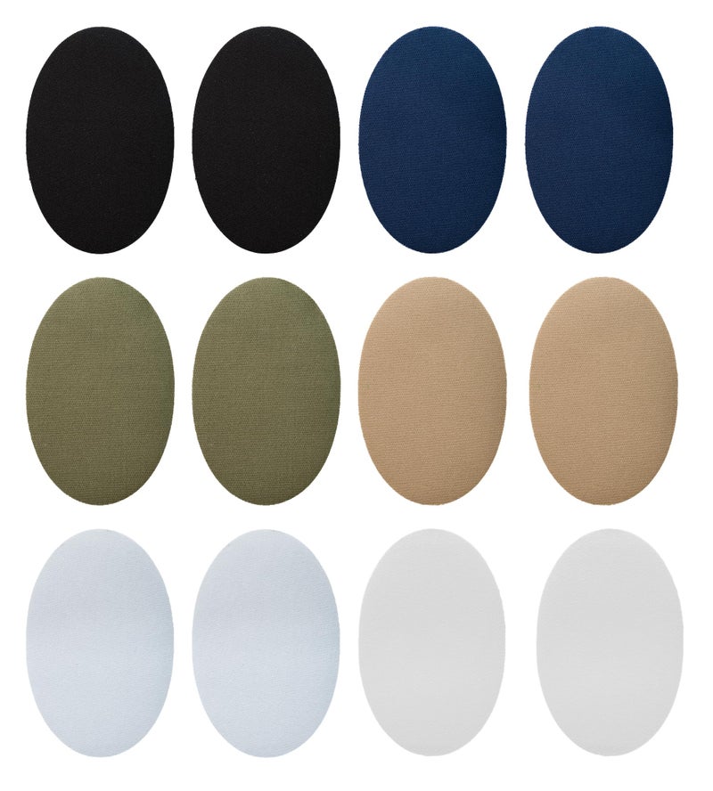 Johnson Smith Johnson & Smith Iron On Patches - 12-Piece Iron On Patch for Clothing, Jeans Repair - Adhesive Fabric Patches in Oval Shapes - Easy to Use, No Sewing Needed - Cool Oval Patches â€“ Uniform Colors - Image 1
