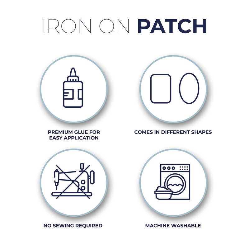 Johnson Smith Johnson & Smith Iron On Patches - 12-Piece Iron On Patch for Clothing, Jeans Repair - Adhesive Fabric Patches in Oval Shapes - Easy to Use, No Sewing Needed - Cool Oval Patches â€“ Uniform Colors - Image 4
