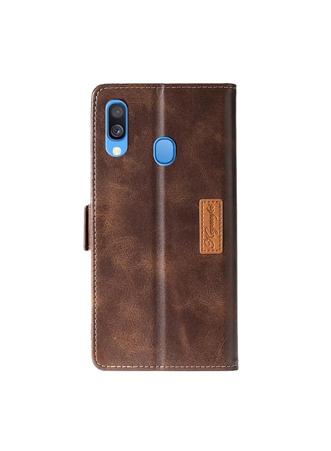 S-TOP Case For Samsung Galaxy A40 Retro Texture Contrast Color Side Buckle Horizontal Flip Leather Case with Holder & Card Slots & Wallet - Image 3