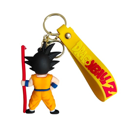 FowWelt Cartoon Characters Keychain for Girls & Boys – Cute Silicone Keyring Accessories | Key Purse, Backpack, Car Charm | Lightweight & Durable (Gokuu with Stick) - Image 3