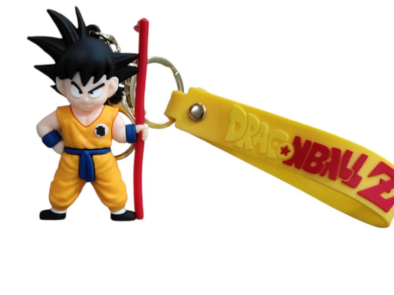 FowWelt Cartoon Characters Keychain for Girls & Boys – Cute Silicone Keyring Accessories | Key Purse, Backpack, Car Charm | Lightweight & Durable (Gokuu with Stick) - Image 2