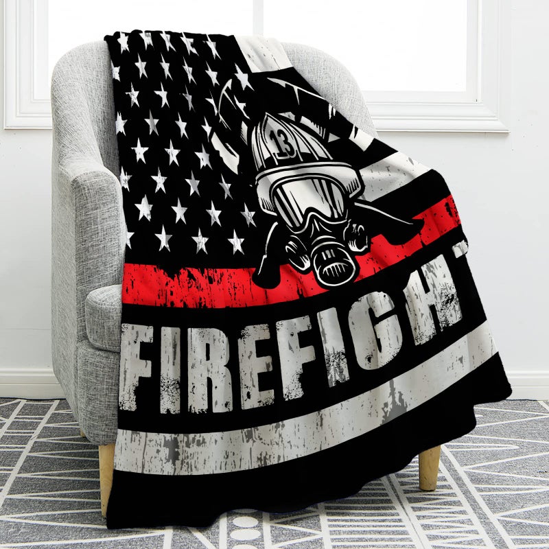 Jekeno Fire Firefighter Blanket Fireman Gifts for Men Women Boy Dad Husband Son Boyfriend Adult Birthday Christmas Halloween Thanksgiving Retirement Presents Plush Throw 50x60