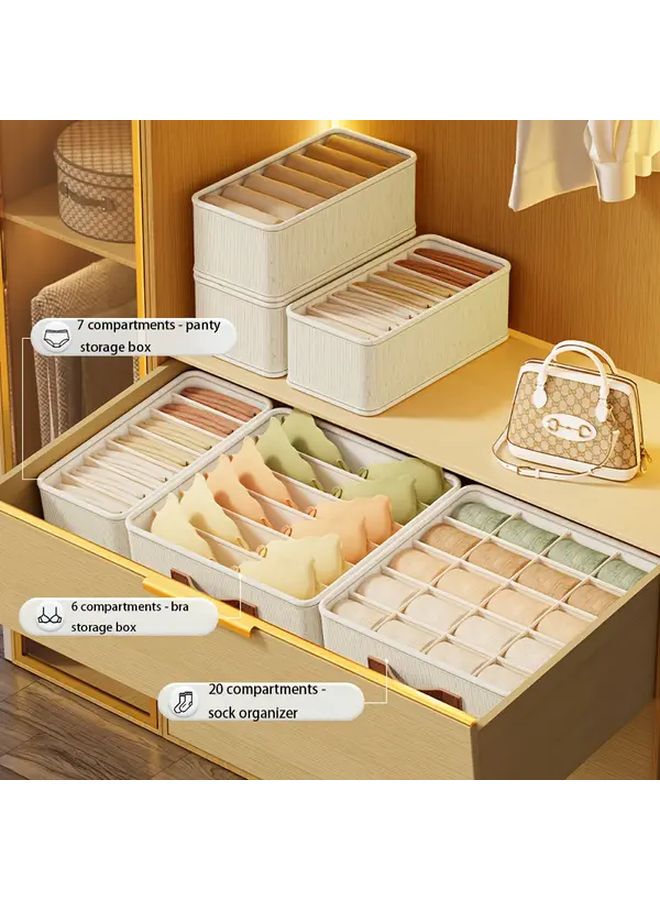 Three Piece Set Underwear Bra Socks Storage Box Organizer With Dividers And Handle - Image 2