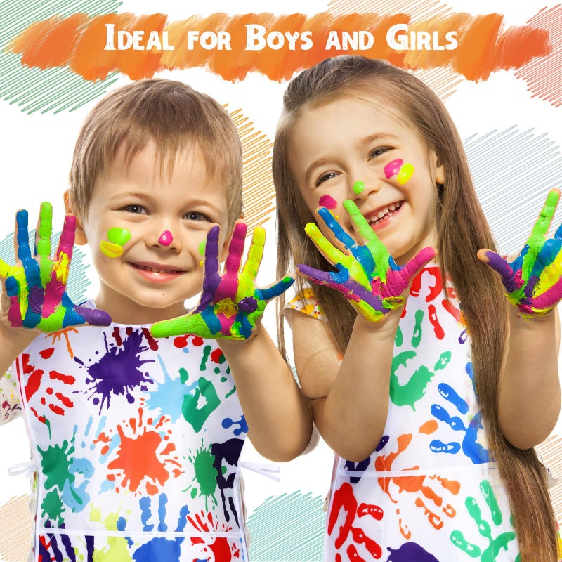 SATINIOR 2 Pieces Kids Art Smock Toddler Apron Waterproof Painting Artist Apron Sleeveless with 3 Pocket for Age 3-10 Years(Palm Style) - Image 5