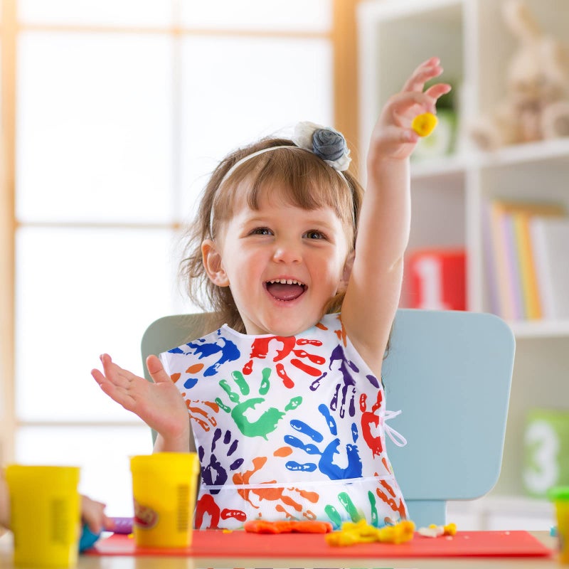 SATINIOR 2 Pieces Kids Art Smock Toddler Apron Waterproof Painting Artist Apron Sleeveless with 3 Pocket for Age 3-10 Years(Palm Style) - Image 4