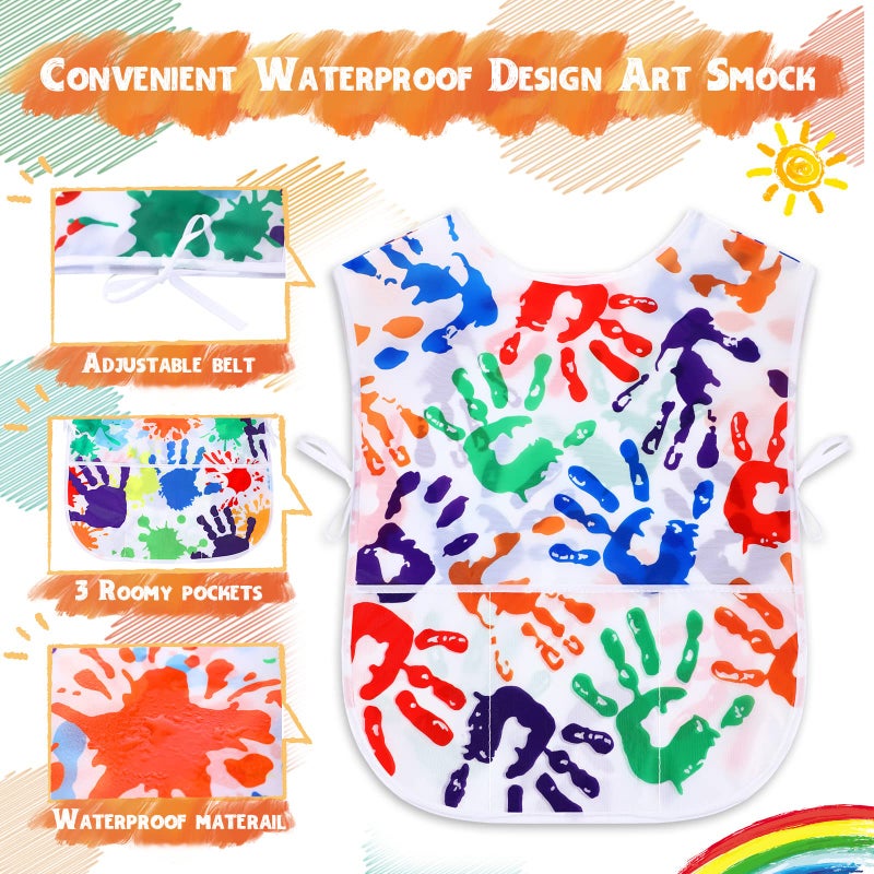 SATINIOR 2 Pieces Kids Art Smock Toddler Apron Waterproof Painting Artist Apron Sleeveless with 3 Pocket for Age 3-10 Years(Palm Style) - Image 3