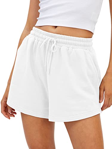 AUTOMET Womens Summer Shorts Casual Sweat Athletic Spring Outfits Beach Vacation Clothes Comfy Fall Fashion 2025 White M - Image 1