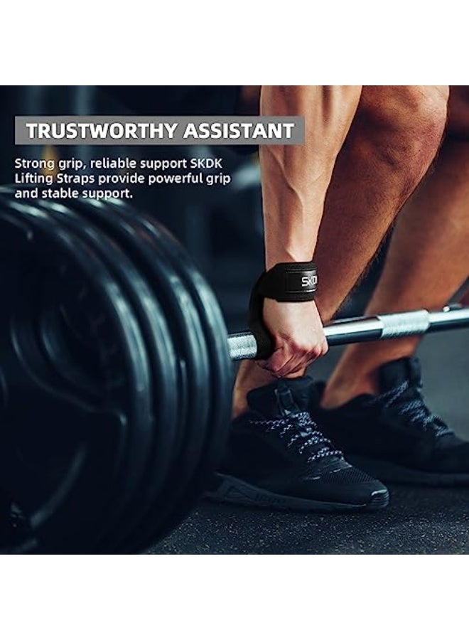 SKDK Cotton Hard Pull Wrist Lifting Straps Grips Band-Deadlift Straps with Neoprene Cushioned Wrist Padded and Anti-Skid Silicone - for Weightlifting, Bodybuilding, Xfit, Strength Training - Image 5